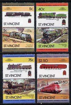 St Vincent 1984 Locomotives #3 (Leaders of the World) set of 8 unmounted mint SG 834-41, stamps on railways, stamps on big locos