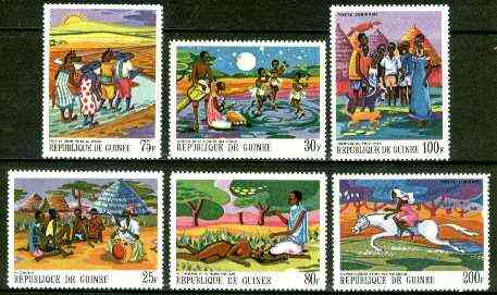 Guinea - Conakry 1968 Paintings of African Legends #1 perf set of 6 unmounted mint, SG 644-49, Mi 480-85*, stamps on arts, stamps on mythology, stamps on antelope, stamps on 