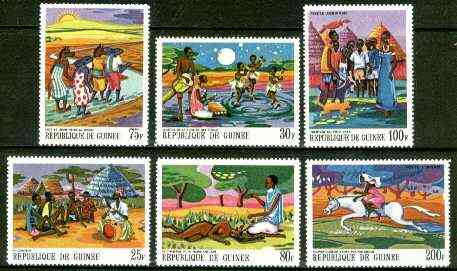 Guinea - Conakry 1968 Paintings of African Legends #1 perf set of 6 unmounted mint, SG 644-49, Mi 480-85*, stamps on , stamps on  stamps on arts, stamps on  stamps on mythology, stamps on  stamps on antelope, stamps on  stamps on 