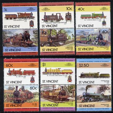 St Vincent 1985 Locomotives #4 (Leaders of the World) set of 12 unmounted mint SG 872-83, stamps on railways