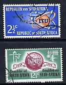 South Africa 1965 ITU Centenary set of 2 very fine used SG 258-9, stamps on , stamps on  stamps on communications, stamps on  stamps on  itu , stamps on  stamps on 