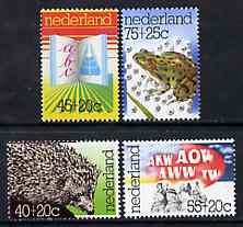 Netherlands 1976 Anniversaries set of 4 unmounted mint SG 1241-4, stamps on , stamps on  stamps on animals, stamps on reptiles, stamps on amphibians, stamps on frogs, stamps on hedgehogs, stamps on literature, stamps on finance