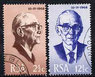 South Africa 1968 Inauguration of President Fouch� set of 2 fine used SG 271-2, stamps on , stamps on  stamps on personalities