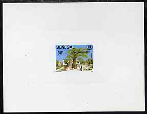 Senegal 1984 S.O.S Children's Village de-luxe die proof of 90f on sunken card as SG 782, stamps on children, stamps on trees