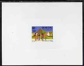 Senegal 1984 S.O.S Children's Village de-luxe die proof of 115f on sunken card as SG 784, stamps on children, stamps on 