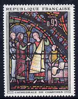 France 1963 The Fur Merchants stained glass window from Art set unmounted mint, SG 1605*, stamps on , stamps on  stamps on arts, stamps on stained glass, stamps on religion