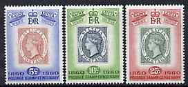 St Lucia 1960 Stamp Centenary set of 3 unmounted mint SG 191-3*, stamps on , stamps on  stamps on stamp on stamp, stamps on stamp centenary, stamps on  stamps on stamponstamp