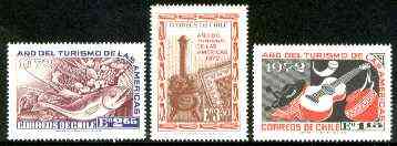 Chile 1972 Tourism Year of the Americas set of 3 unmounted mint, SG 702-4*, stamps on , stamps on  stamps on tourism, stamps on fish, stamps on fruit, stamps on music, stamps on costumes, stamps on americana