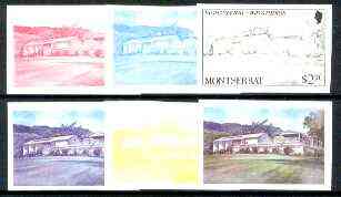 Montserrat 1986 Recording Studio $2.30 (from Tourism set) set of 6 imperf progressive proofs comprising the 4 individual colours plus 2 & 3-colour composites, as SG 713, stamps on radio, stamps on television, stamps on tourism, stamps on  tv , stamps on 