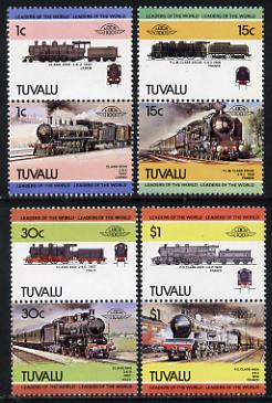 Tuvalu 1984 Locomotives #3 (Leaders of the World) set of 8 unmounted mint, SG 273-80, stamps on railways