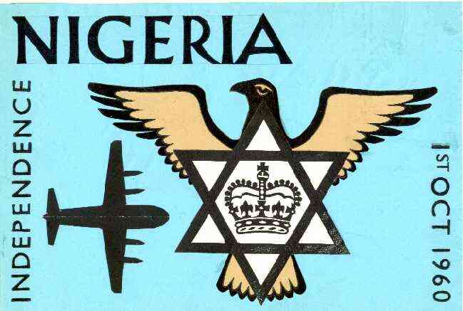 Nigeria 1960 Independence - original hand-painted artwork (undenominated) showing dove, six-pointed star and Airplane, by unknown artist on card 230 x 150mm (explanation ..., stamps on judaism, stamps on aviation, stamps on dove, stamps on judaica