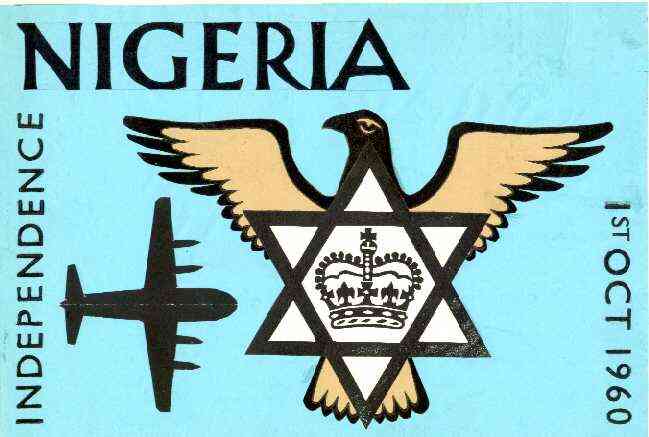 Nigeria 1960 Independence - original hand-painted artwork (undenominated) showing dove, six-pointed star and Airplane, by unknown artist on card 230 x 150mm (explanation of design shown on the back) endorsed 197H, stamps on , stamps on  stamps on judaism, stamps on aviation, stamps on dove, stamps on judaica