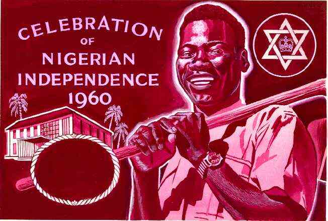 Nigeria 1960 Independence - original hand-painted artwork (undenominated) showing six-pointed star and worker, by unknown artist on bpoard 230 x 150mm, endorsed 92, stamps on judaism, stamps on judaica