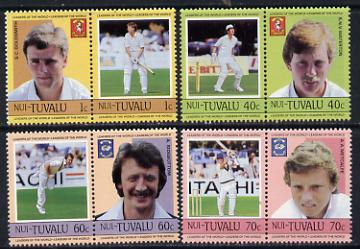 Tuvalu - Nui 1985 Cricketers (Leaders of the World) set of 8 unmounted mint, stamps on cricket, stamps on sport