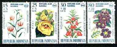 Indonesia 1966 National Disaster Fund - Flowers set of 4 unmounted mint, SG 1113-16*, stamps on , stamps on  stamps on flowers, stamps on disasters