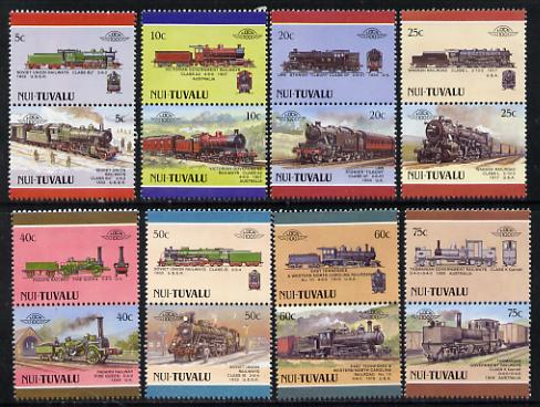 Tuvalu - Nui 1988 Locomotives #4 (Leaders of the World) set of 16 unmounted mint, stamps on , stamps on  stamps on railways