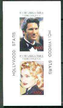 Touva 1995 Hollywood Stars #3 imperf m/sheet containing 2 values (Richard Geer & Madonna) unmounted mint, stamps on , stamps on  stamps on personalities, stamps on entertainments, stamps on theatre, stamps on films, stamps on cinema, stamps on music