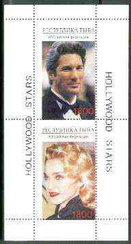Touva 1995 Hollywood Stars #3 perf m/sheet containing 2 values (Richard Geer & Madonna) unmounted mint, stamps on personalities, stamps on entertainments, stamps on theatre, stamps on films, stamps on cinema, stamps on music