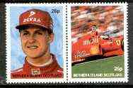 Bernera 1997 Michael Schumacher se-tenant pair unmounted mint, stamps on , stamps on  stamps on cars, stamps on  stamps on racing cars, stamps on  stamps on personalities, stamps on  stamps on  f1 , stamps on  stamps on formula 1, stamps on  stamps on tobacco, stamps on  stamps on ferrari, stamps on  stamps on motor sport, stamps on  stamps on  oil , stamps on  stamps on 