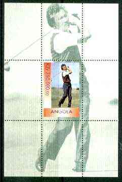 Angola 1999 Aoki (Japanese Golfer) perf souvenir sheet unmounted mint, stamps on , stamps on  stamps on personalities, stamps on golf, stamps on millennium