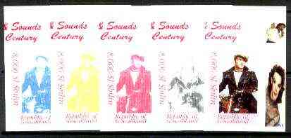 Somaliland 1999 Marlon Brando on Motorbike from Sights & Sounds of the Century - set of 5 imperf progressive colour proofs comprising various colour combinations incl all..., stamps on personalities, stamps on films, stamps on cinema, stamps on entertainments, stamps on motorbikes