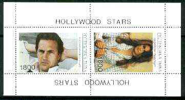 Touva 1995 Hollywood Stars #4 perf m/sheet containing 2 values (Kevin Costner & Cindy Crawford) unmounted mint, stamps on , stamps on  stamps on personalities, stamps on entertainments, stamps on theatre, stamps on films, stamps on cinema