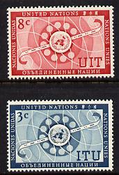 United Nations (NY) 1956 ITU set of 2 unmounted mint (SG 41-42), stamps on communications  united-nations