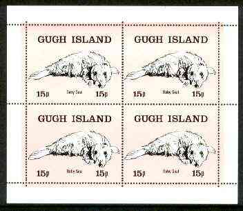 Gugh (Isles Of Scilly) 1974 Baby Seal 15p (def) perf sheetlet containing block of 4 (only 2,000 sheets produced) unmounted mint, stamps on , stamps on  stamps on seals, stamps on animals