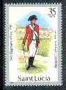 St Lucia 1984-89 Military Uniforms 35c (Officer, 54th Regiment) wmkd Post Office with 1984 imprint date unmounted mint, SG 802 (gutter pairs & blocks pro rata), stamps on militaria, stamps on uniforms