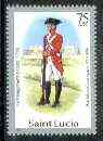 St Lucia 1984-89 Military Uniforms 75c (Private, 76th Regiment) wmkd Post Office with 1984 imprint date unmounted mint, SG 806 (gutter pairs & blocks pro rata), stamps on militaria, stamps on uniforms
