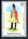 St Lucia 1984-89 Military Uniforms 45c (Private, 27th Regiment) no watermark with 1987 imprint date unmounted mint, as SG 935 (gutter pairs & blocks pro rata), stamps on , stamps on  stamps on militaria, stamps on  stamps on uniforms