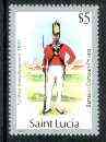 St Lucia 1984-89 Military Uniforms $5 (Private, West India Regiment) no watermark with 1987 imprint date unmounted mint, SG 944 (gutter pairs & blocks pro rata), stamps on militaria, stamps on uniforms
