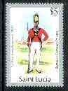 St Lucia 1984-89 Military Uniforms $5 (Private, West India Regiment) no watermark with 1987 imprint date unmounted mint, SG 944 (gutter pairs & blocks pro rata), stamps on , stamps on  stamps on militaria, stamps on  stamps on uniforms