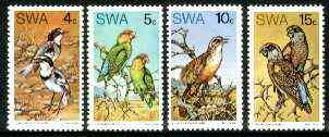 South West Africa 1974 Rare Birds set of 4 unmounted mint, SG 260-63*, stamps on , stamps on  stamps on birds, stamps on  stamps on shrikes, stamps on  stamps on parrots