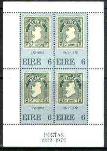 Ireland 1972 50th Anniversary of first Irish stamp m/sheet unmounted mint, SG MS 324, stamps on stamp centenary, stamps on stamp on stamp, stamps on maps, stamps on stamponstamp