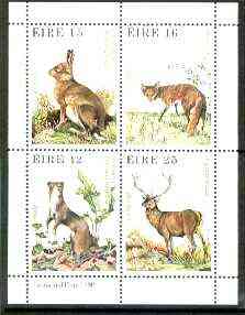 Ireland 1980 Wildlife m/sheet unmounted mint, SG MS 465, stamps on , stamps on  stamps on animals, stamps on  stamps on stoat, stamps on  stamps on fox, stamps on  stamps on hare, stamps on  stamps on deer, stamps on  stamps on  fox , stamps on  stamps on foxes, stamps on  stamps on  