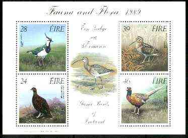 Ireland 1989 Game Birds m/sheet unmounted mint, SG MS 737, stamps on birds, stamps on grouse, stamps on lapwing, stamps on woodcock, stamps on pheasant, stamps on game