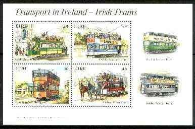 Ireland 1987 Irish Trams m/sheet unmounted mint, SG MS 662, stamps on trams, stamps on horses, stamps on transport, stamps on buses