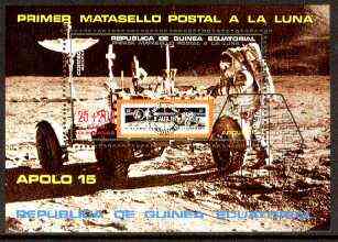 Equatorial Guinea 1971 Apollo 15 perf m/sheet 25+200p very fine cto used, stamps on , stamps on  stamps on space, stamps on stamp on stamp, stamps on  stamps on stamponstamp