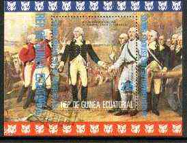 Equatorial Guinea 1976 USA Bicentenary (General Gates) perf m/sheet fine cto used, stamps on americana, stamps on arts, stamps on battles