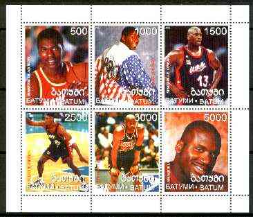 Batum 1999 Basketball sheetlet containing complete set of 6 values unmounted mint, stamps on sport, stamps on basketball