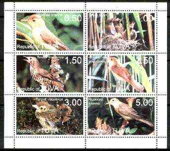 Touva 1999 Birds perf sheetlet containing complete set of 6 values unmounted mint, stamps on birds