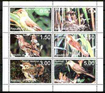 Touva 1999 Birds perf sheetlet containing complete set of 6 values unmounted mint, stamps on , stamps on  stamps on birds