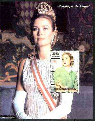 Senegal 1998 (Princess) Grace Kelly perf souvenir sheet unmounted mint, stamps on , stamps on  stamps on cinema, stamps on films, stamps on royalty