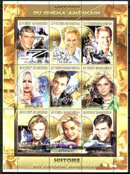 Madagascar 1999 History of American Cinema perf sheetlet #1 containing complete set of 9 values unmounted mint, stamps on , stamps on  stamps on films, stamps on  stamps on cinema, stamps on  stamps on entertainments, stamps on  stamps on railways, stamps on  stamps on ships, stamps on  stamps on dalmatians, stamps on  stamps on dolphins, stamps on  stamps on titanic, stamps on  stamps on helicopters, stamps on  stamps on fencing