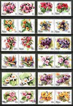 Niue 1981 Flowers (1st series) set of 24 values (2c to 80c) in se-tenant pairs unmounted mint, SG 381-404, stamps on flowers