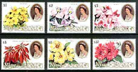 Niue 1981 Flowers (1st series) set of 6 high values ($1 to $10) unmounted mint, SG 405-410, stamps on , stamps on  stamps on flowers