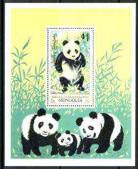 Mongolia 1990 The Giant Panda m/sheet unmounted mint, SG MS 2137, stamps on , stamps on  stamps on animals, stamps on  stamps on pandas, stamps on  stamps on bears