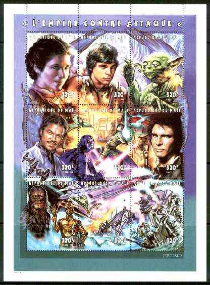 Mali 1999 Star Wars #02 'The Empire Strikes Back' perf composite sheetlet containing 9 values, unmounted mint, Mi 1964-72A, stamps on , stamps on  stamps on space, stamps on  stamps on sci-fi, stamps on  stamps on films, stamps on  stamps on cinema