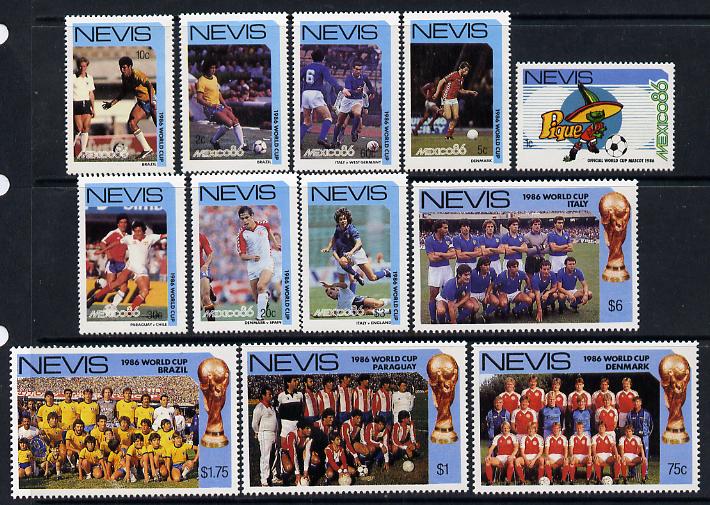 Nevis 1986 World Cup Football set of 12 unmounted mint SG 389-400, stamps on football, stamps on sport